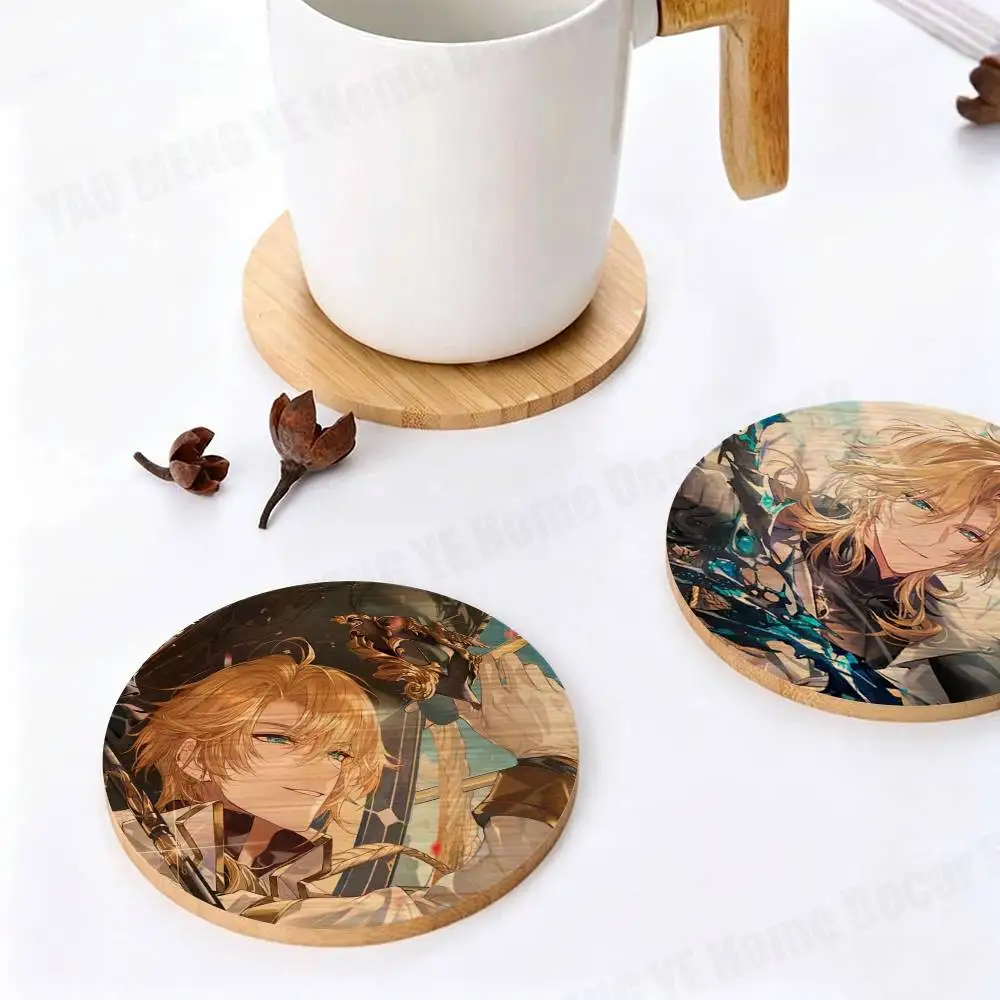 

Rorschach Game L-Lovebrush Chronicles Round Wooden Coaster Decorative Coffee Cup for Use in Coffee Shops Bars