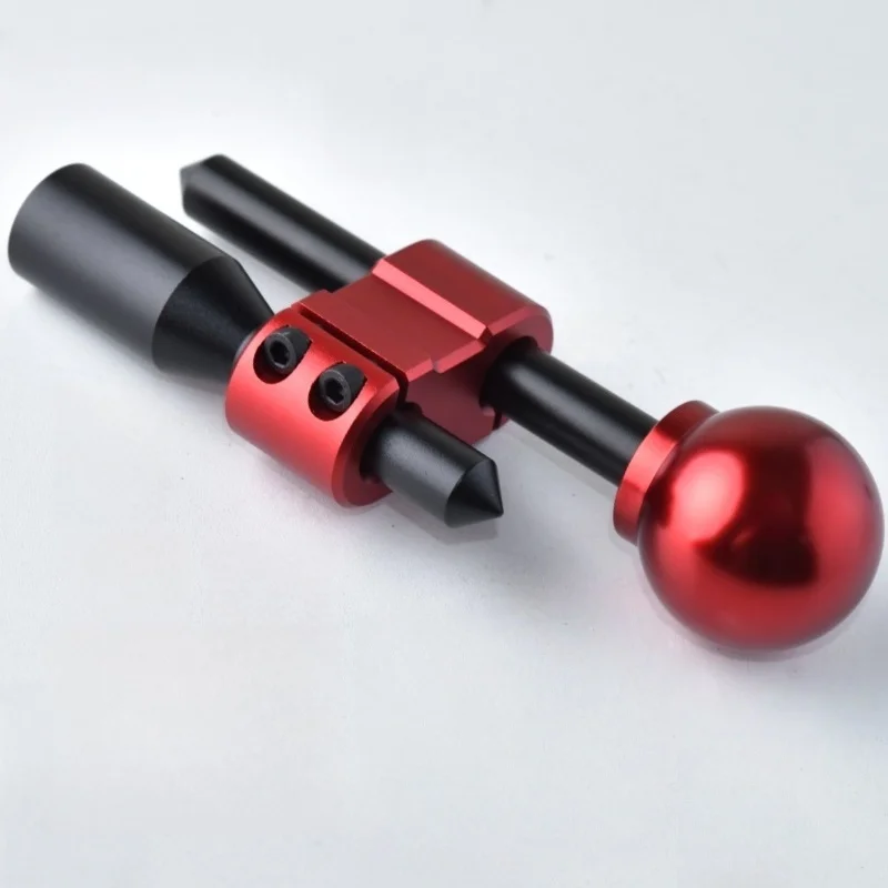 Aluminum Alloy Round Gear Shift Knob with H-Style Adjustable Extension Rod Kit, Universal for Manual Transmission Cars