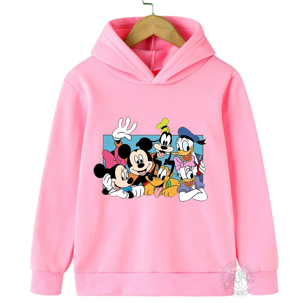 Disney Mickey Harajuku Printed Children\'s Hoodie for 2-14 Years Old Autumn Street Fashion Boys Sweatshirt Outdoor Sports Pullove