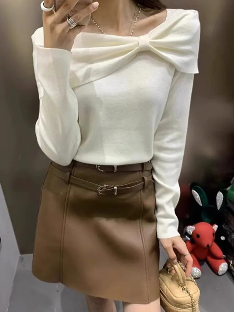 

Облегающий длинный вязаный шерстяной топ Slim Fit Long Sve, женский модный цветной накладный универсальный базовый слой irt для поездок на работу, кор...