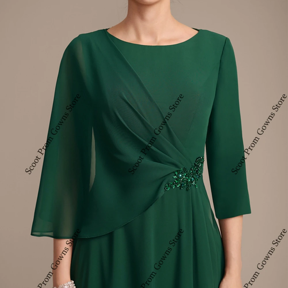 فساتين أم العروس على الشاطئ مع شيفون بأكمام كاملة لحفلات الزفاف للنساء لصيف 2025 رداء De Soirée الجديد