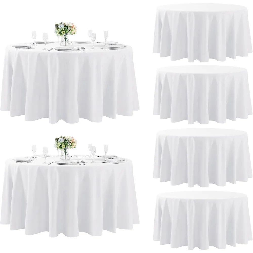 

6 Pack Round Tablecloth, 132 Inch, Stain Resistant and Wrinkle Polyester Table Cloth, Fabric Table Cover for Kitchen Dining