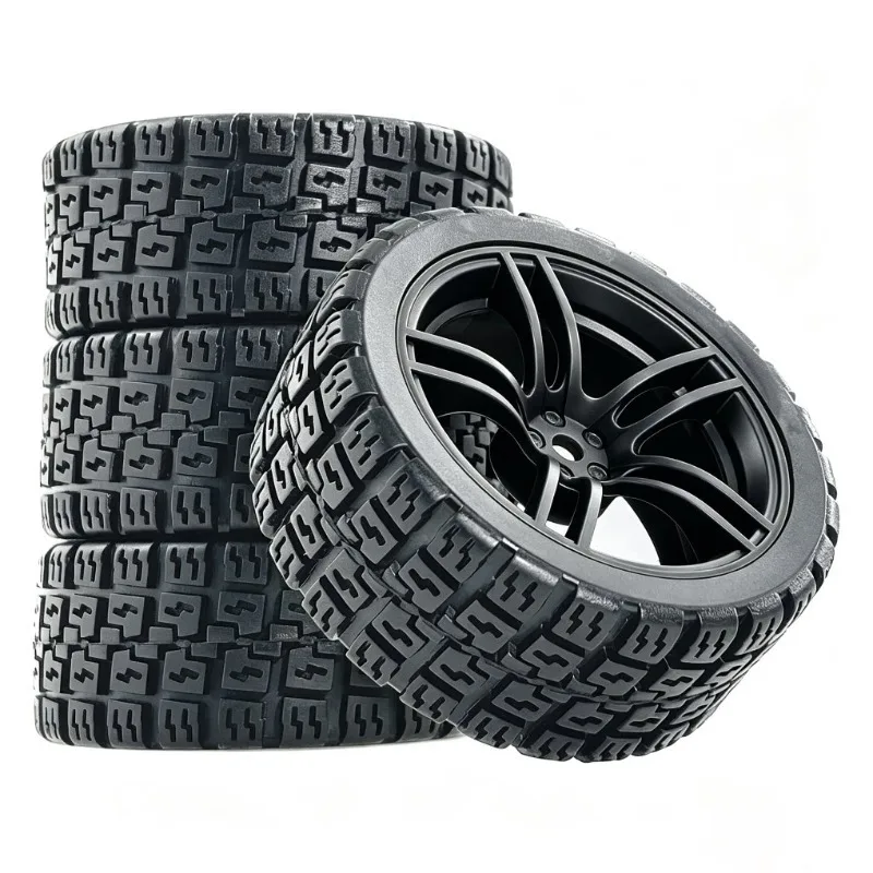 4Pcs RC Rally Tires Plastic Wheel Set Replacement Parts For XV02 94123 10306  RC On Road Rally Car HSP Tamiya Off Road Vehicle