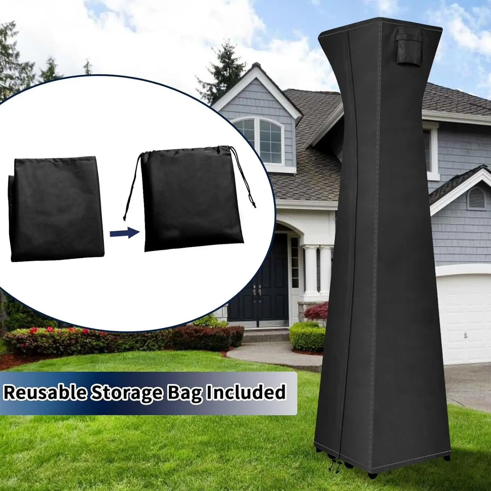 Pyramid Patio Heater Cover Heavy Duty Dust-proof Outdoor Protector With Zipper Standing Pyramid Heater Cover For Lawn Deck Tan
