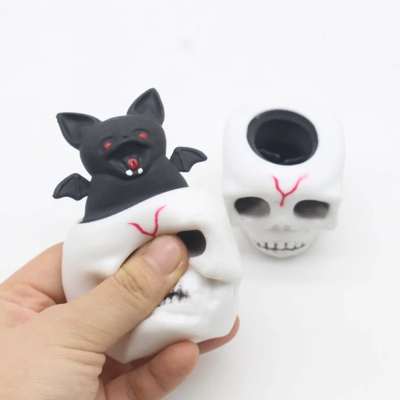 1 pz pipistrello spremere giocattoli scheletro spremere giocattolo horror con allevia lo stress teschio agitarsi giocattolo per bambini e adulti