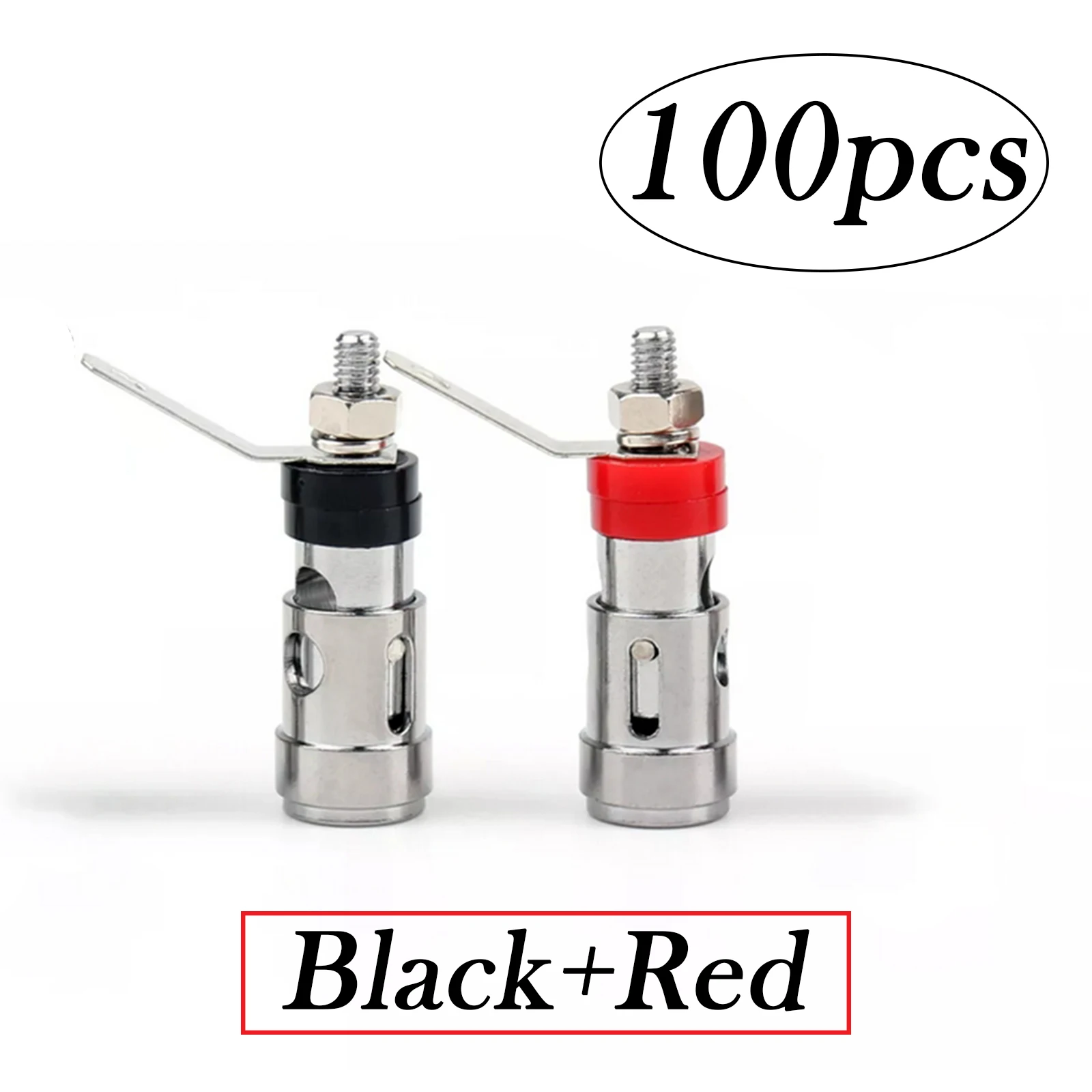 

100pcs Nickel-plated push-Type Spring Terminal Speaker Amplifier Spring Self-Locking Socket Push-Type Terminal