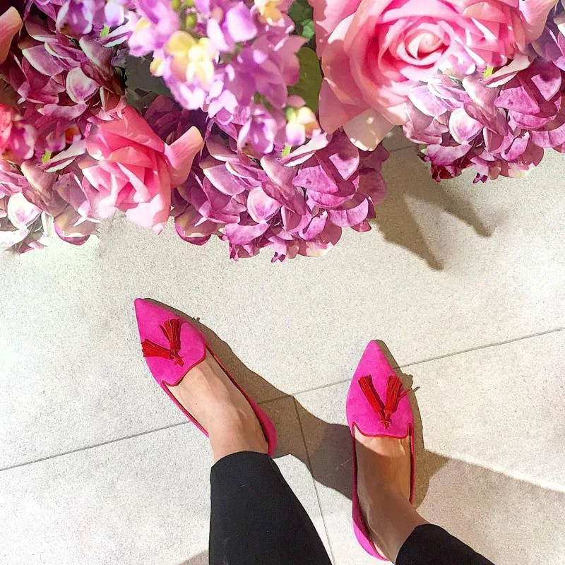 Spring/Summer 2026 Solid Color Fashion Low Heel Pointed Toe 40-43 Low Cut Fringe New Style Casual Women's Sandals，British Style view 6