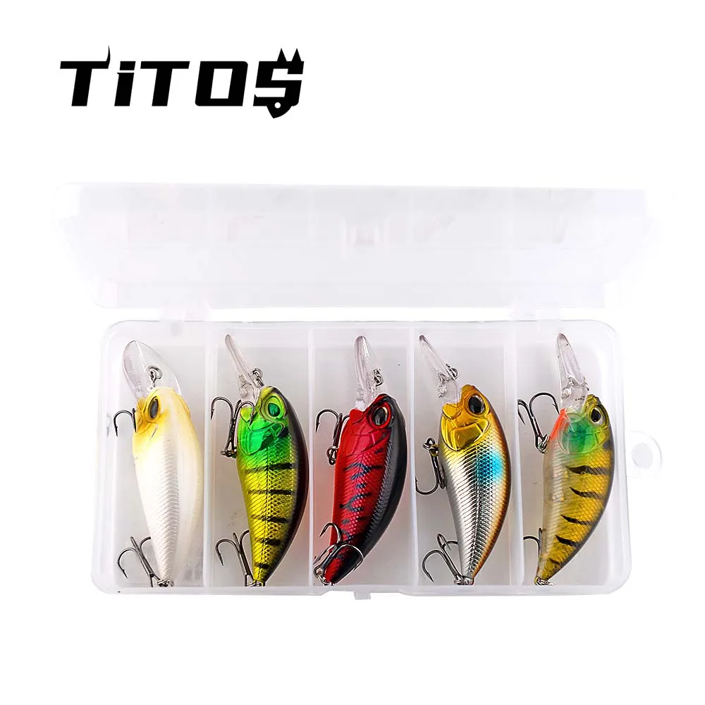 TITOS 5Pc Floating Crank Bait Fishing Lure Wobbler 15.3g 8.8cm Isca Artificial Lure Bass Pike Trolling Pesca Tacke