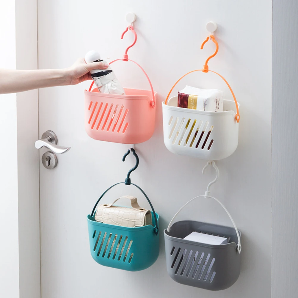 

2pcs Kitchen Hanging Baskets Storage Organizer White Gray Fruit Vegetable Container Wall Mount Bath Space Saving