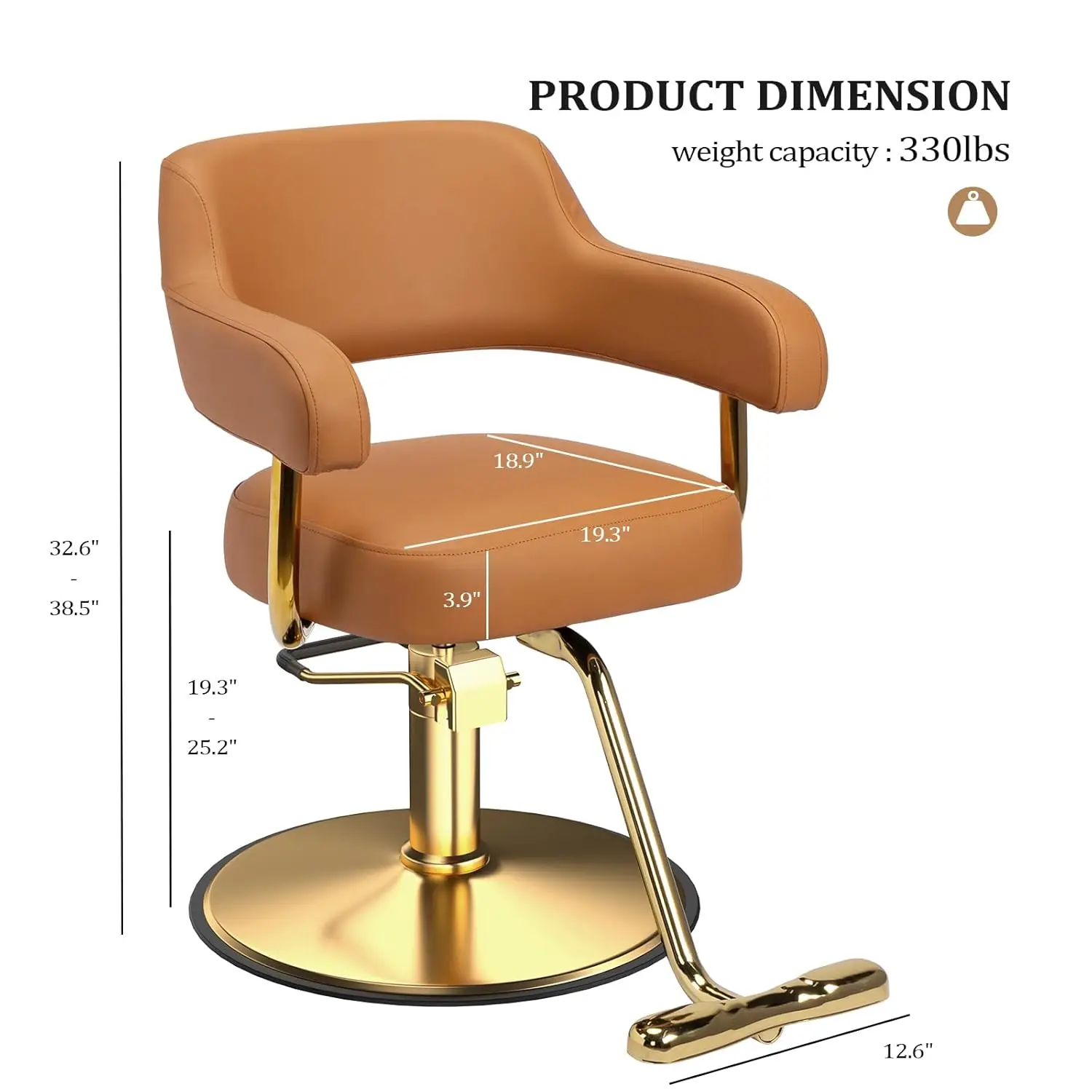 #Barber Chairs for Barbershop Brown and Gold Styling Chair, Salon Chair for Hair Stylist Heavy Duty Hydraulic Pump,, Custom
