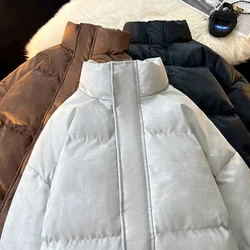 2024 casaco de inverno dos homens gola casacos de pão parkas quentes streetwear casacos de algodão fino jaquetas masculinas à prova de vento casaco acolchoado