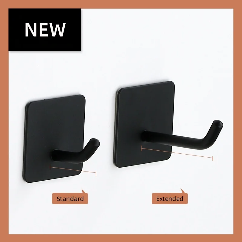 Extended Self-Adhesive Towel Hooks Stainless Steel Stick-On Wall Hooks for Holder Bathroom Kitchen Hardware Multi-Purpose Hooks