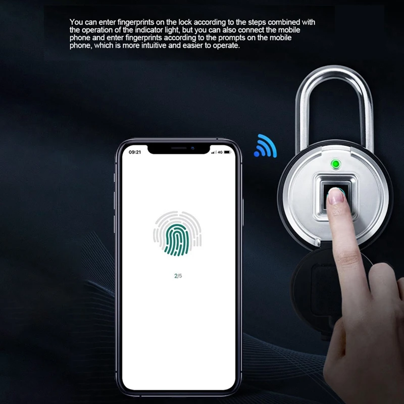 1Set Tuya Smart Fingerprint Lock Outdoors Waterproof Luggage Dormitory Cabinet Gym APP Remote Fingerprint Padlock Black