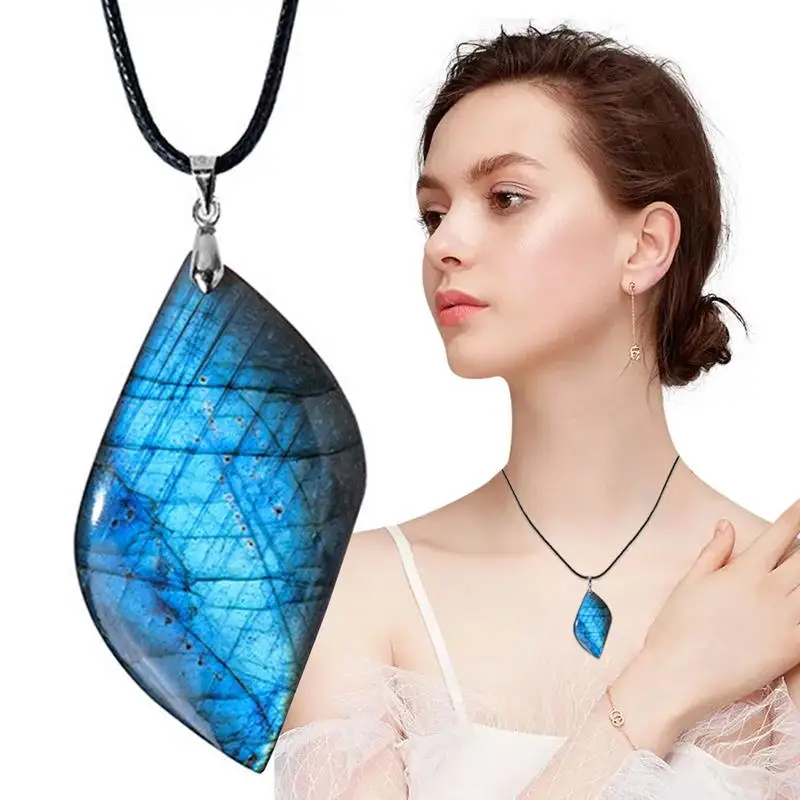 1Pcs Blue Color Necklace Pendant Natural Stone Irregular Shape Bead Blue Purple Labradorite Pendant For Women Men Jewelry