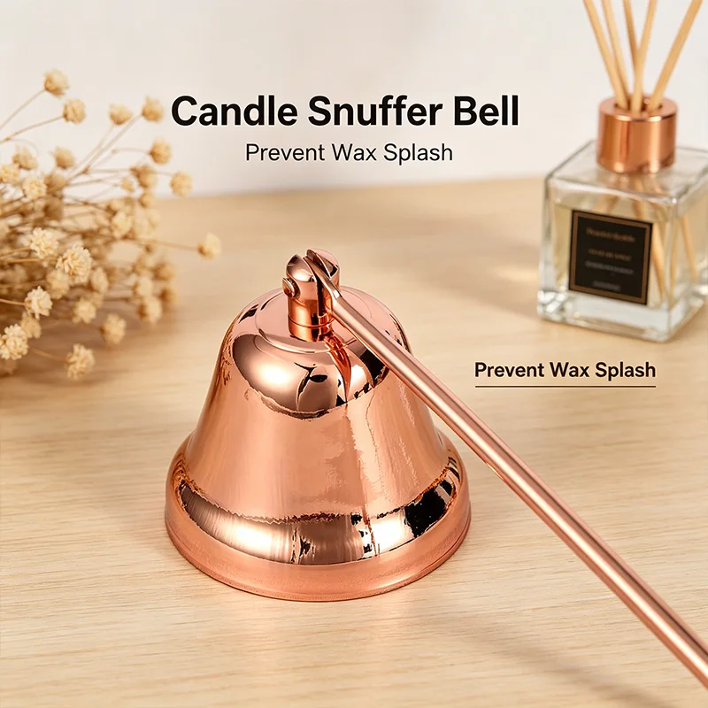 Black Candle Damper Candle Stainless Tool Long Handle Bell Extinguisher Accessory Wicks Out Steel Extinguish Putting SB079