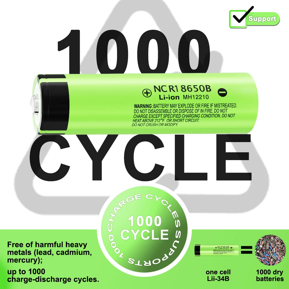 1-24pcs Liitokala 34B-JT 3500mah NCR18650B 3.7v 3400mAh 18650 Lithium Rechargeable Battery with Pointed(No PCB) batteries