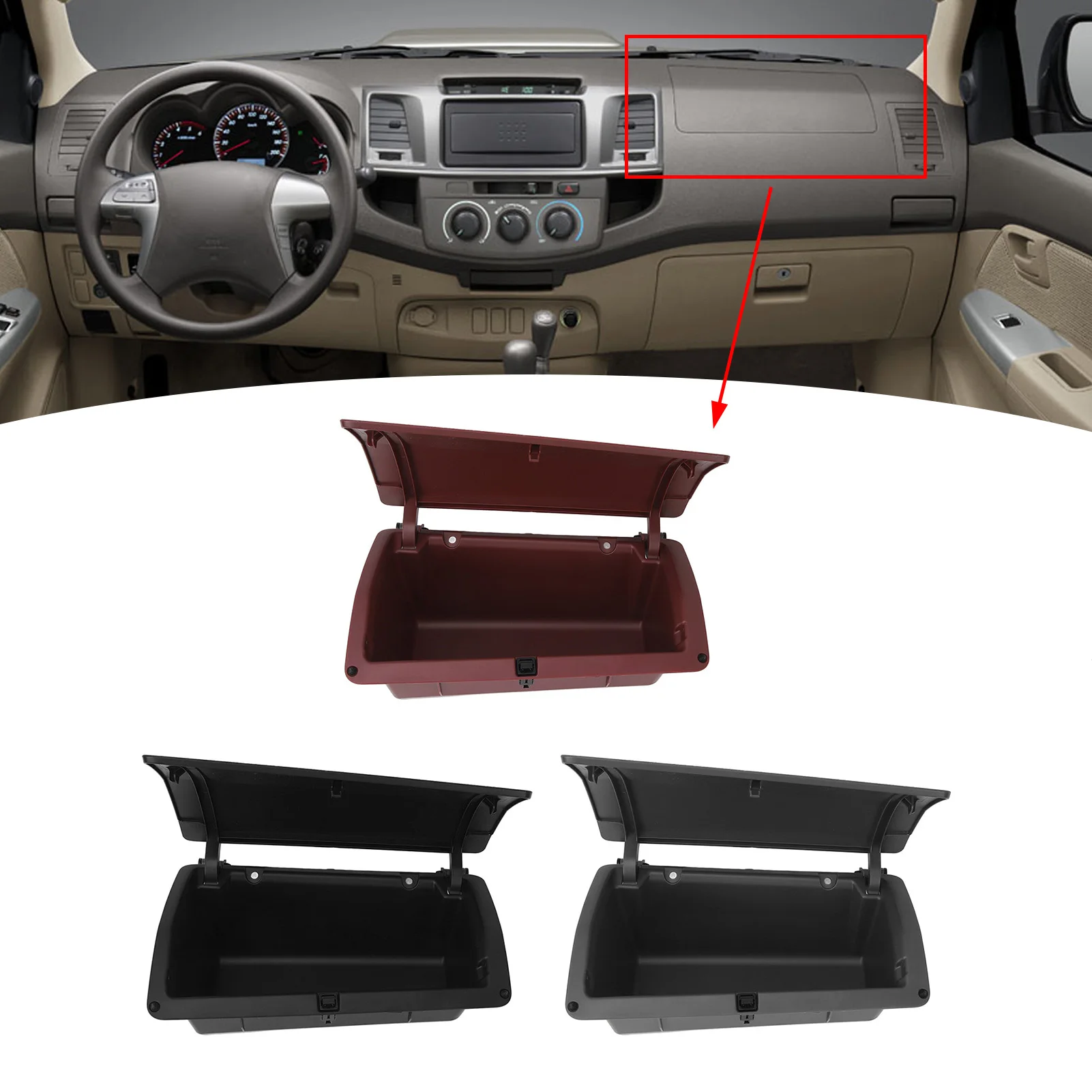 1pc lhd painel do carro caixa de armazenamento interior 55042 0k020 elegante painel interior organizador caixa para toyota hilux vigo 2004-2014