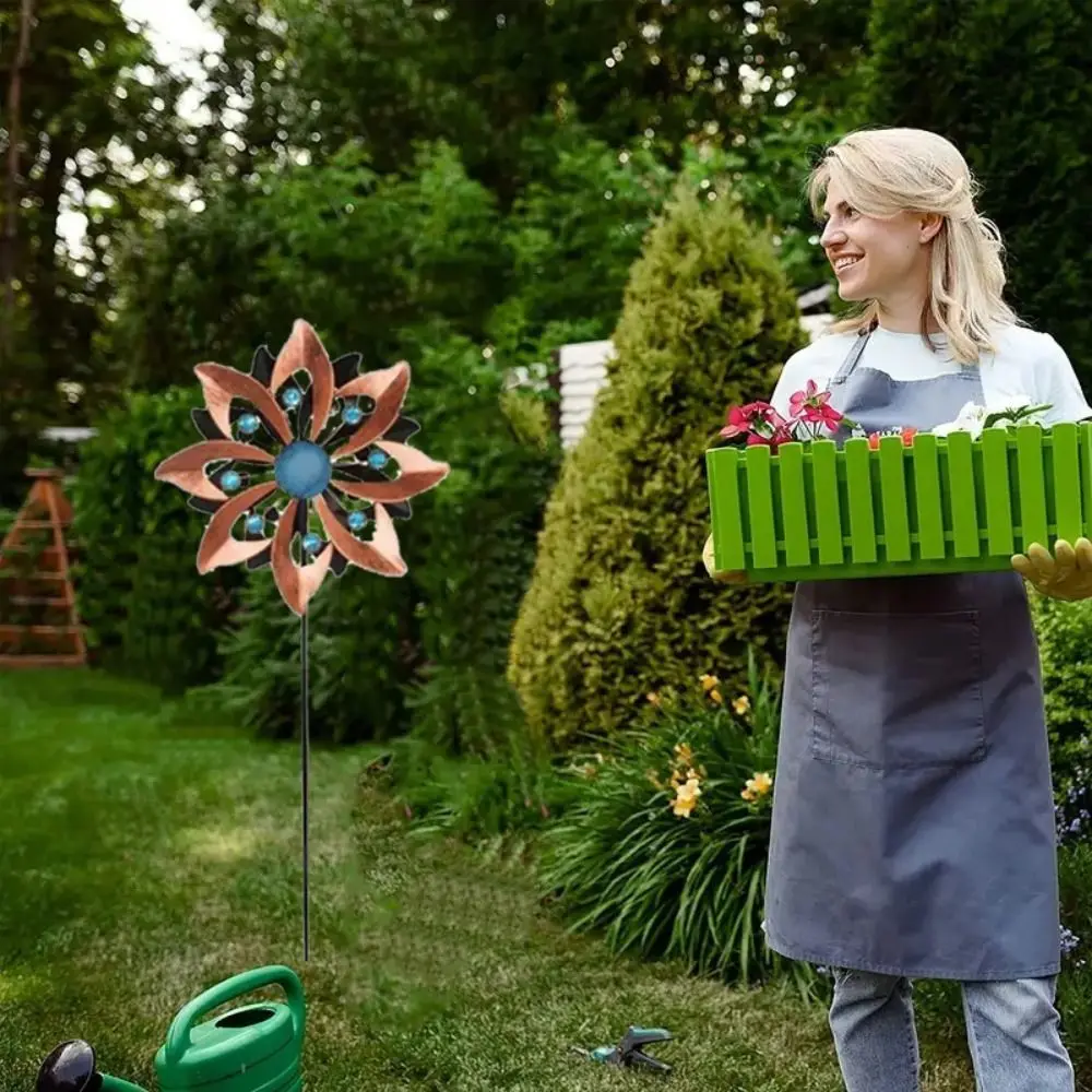 

Садовый кол, металлический спиннер для ветра, креативная декоративная скульптура ветряной мельницы, вращающийся вращающийся двойной двор