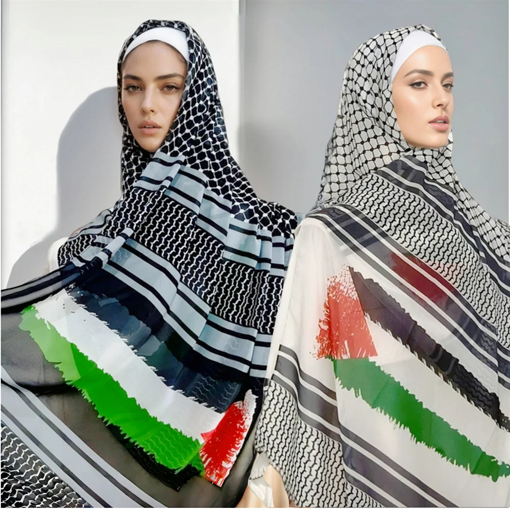

Print Muslim Chiffon Hijab Shawl Women Bubble Chiffon Scarf Big Size Ladies Veil Muslim Islam Malaysia Musulman Wrap Scarves