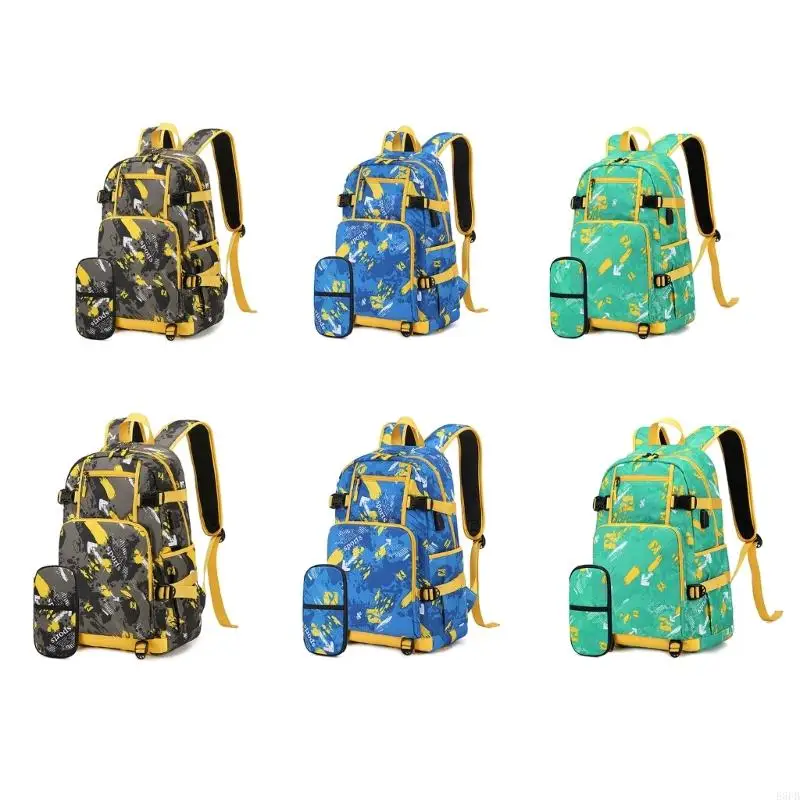 

School Bag Backpack with Pencil Case for Teenager Large Capacity Travel Laptop Rucksack USB Charging Port Book Bag