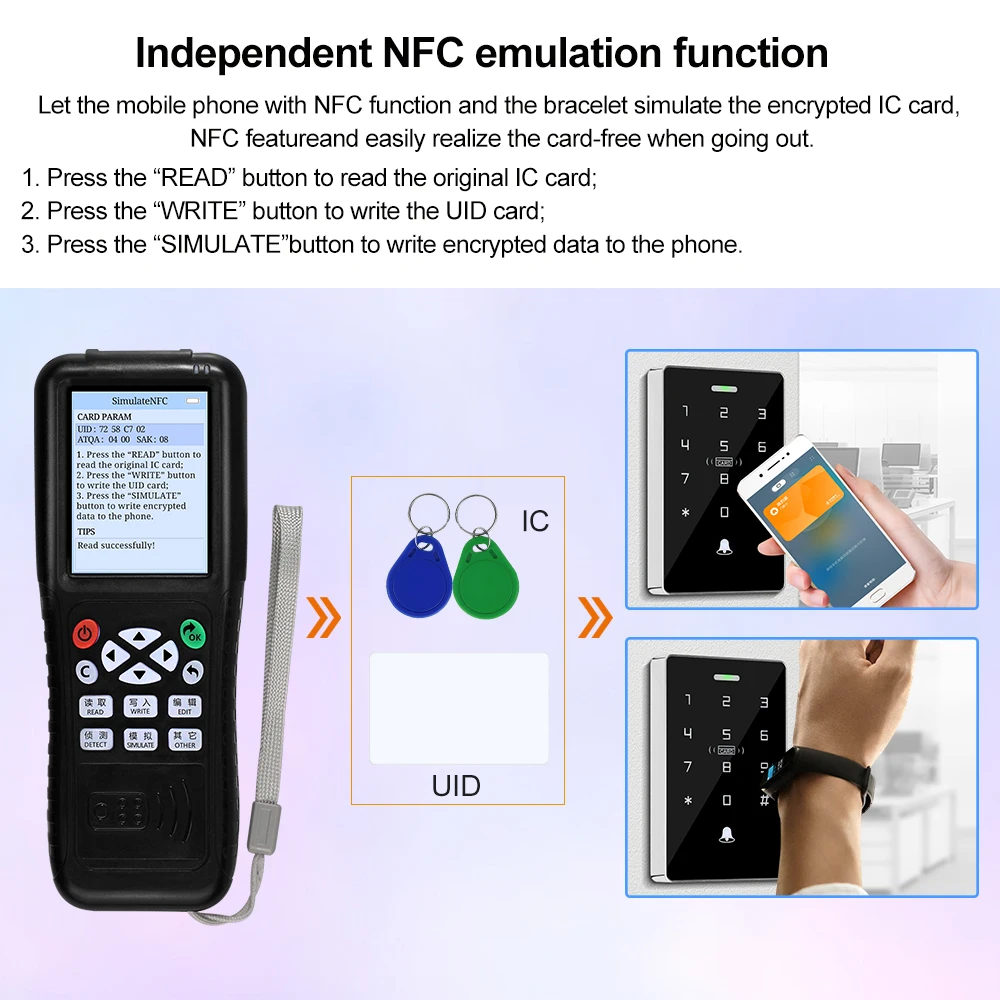 RFID Duplicator 13.56 IC/ID Card Reader Writer Cloner 125KHz Programmer Copier Multi Frequency T5577 UID Rewritable Key fob USB