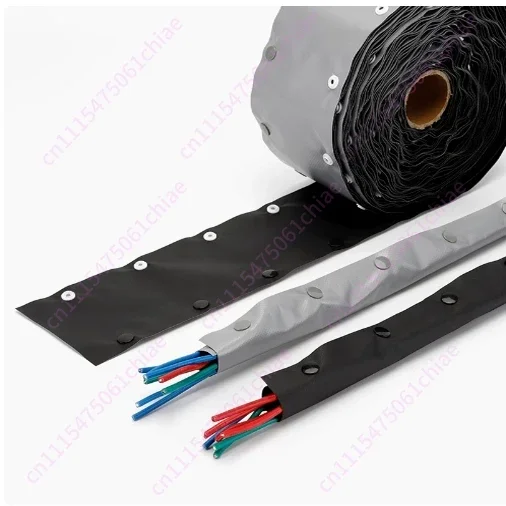 PVC Button End Belt/button Wire Strap/plastic Coil Wire Strap HPC/FBT Gray + Black 50m