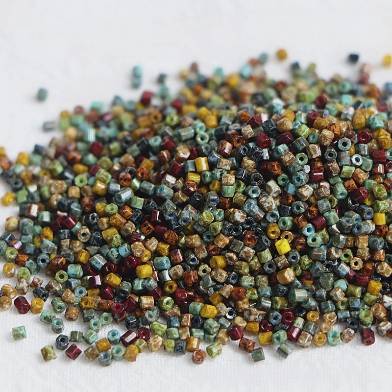 Czech Imported Preciosa 2mm Picasso Glass Corner Beads Rice Beads Handmade DIY Beading Material Decorative Beads
