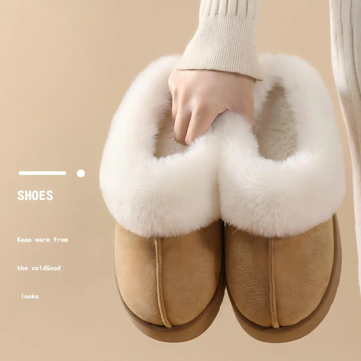 Men's Autumn and Winter Thick-Soled Cotton Slippers with a Soft and Comfortable Feel, Suitable for Home Use, Popular Winter Couple's Style, with Added Fleece and Thickened Fur