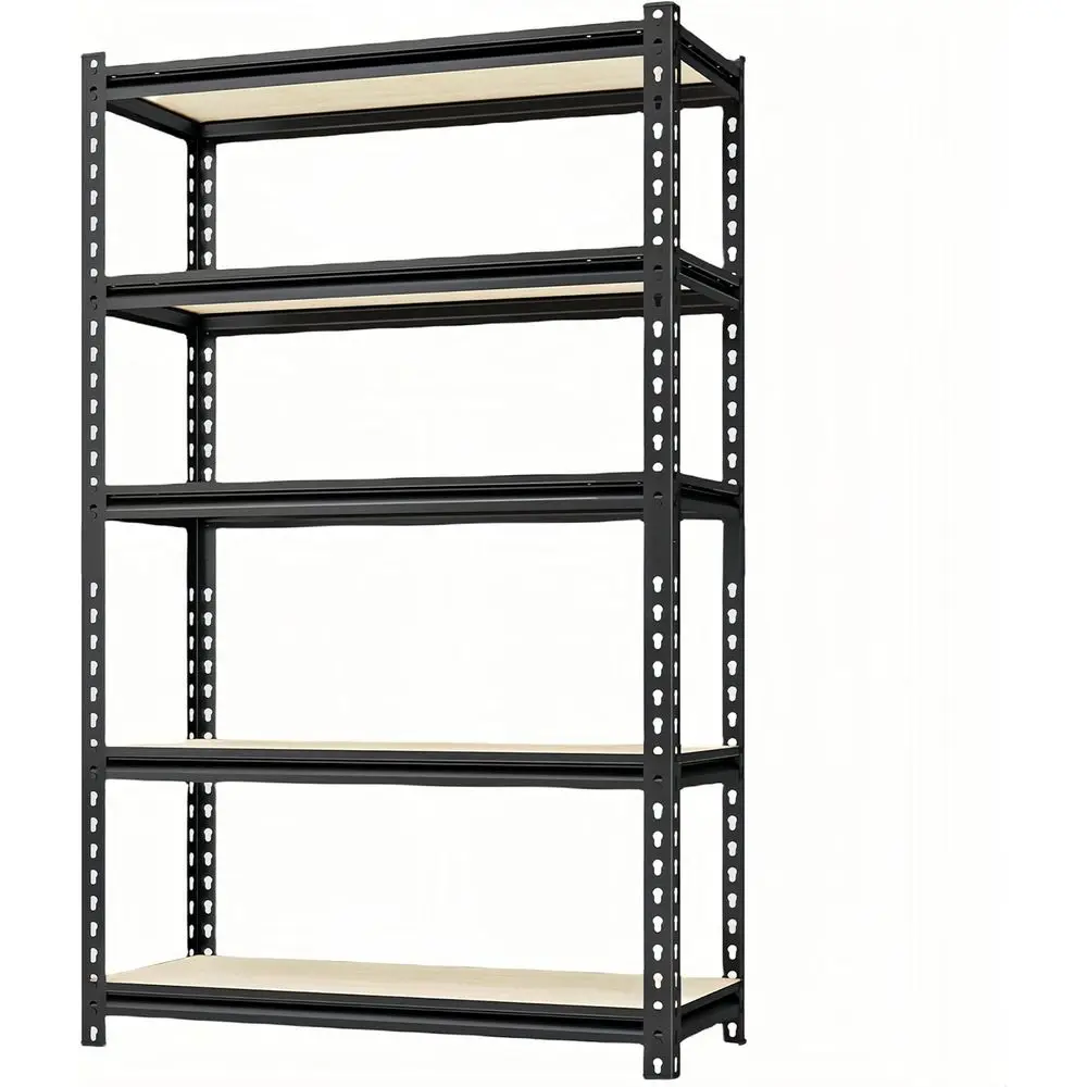 

Heavy-Duty 5-Tier Metal Storage Shelves, Adjustable Utility Rack for Garage, Kitchen, Warehouse - 35W x 15.8D x 72H, Black