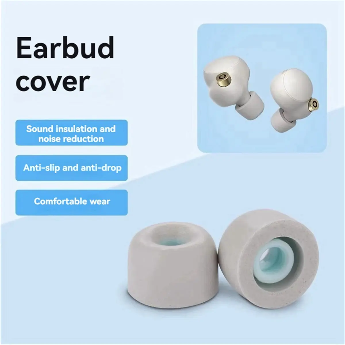 A14M 3Pairs Sound-Isolating and Noise-Reducing Earplugs Memory Foam Earmuffs for -1000XM4 Bluetooth Headphones Gray-S