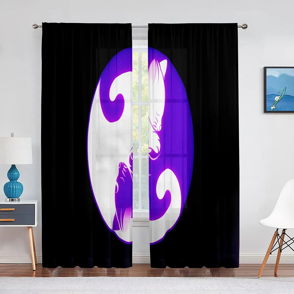 Yin Yang Eight Diagrams Trippy Psychedelic Art  Curtains for Bedroom Window Decor Living Room Curtains Blinds Drapes 2 Panels