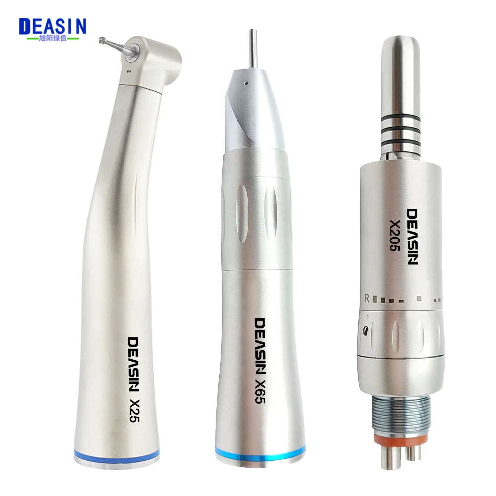 X205/X65/X25 Dental Low Speed Handpiece Set Air Turbine Handpiece Straight Contra Angle Air Motor Handpiece Inner Water Spray