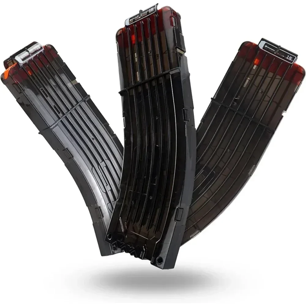 B1/3PCS 15ダーツバナナカーブクリップ、ソフト弾クイックリロードクリップ、ナーフエリートマガジントイガン対応（ブラック）