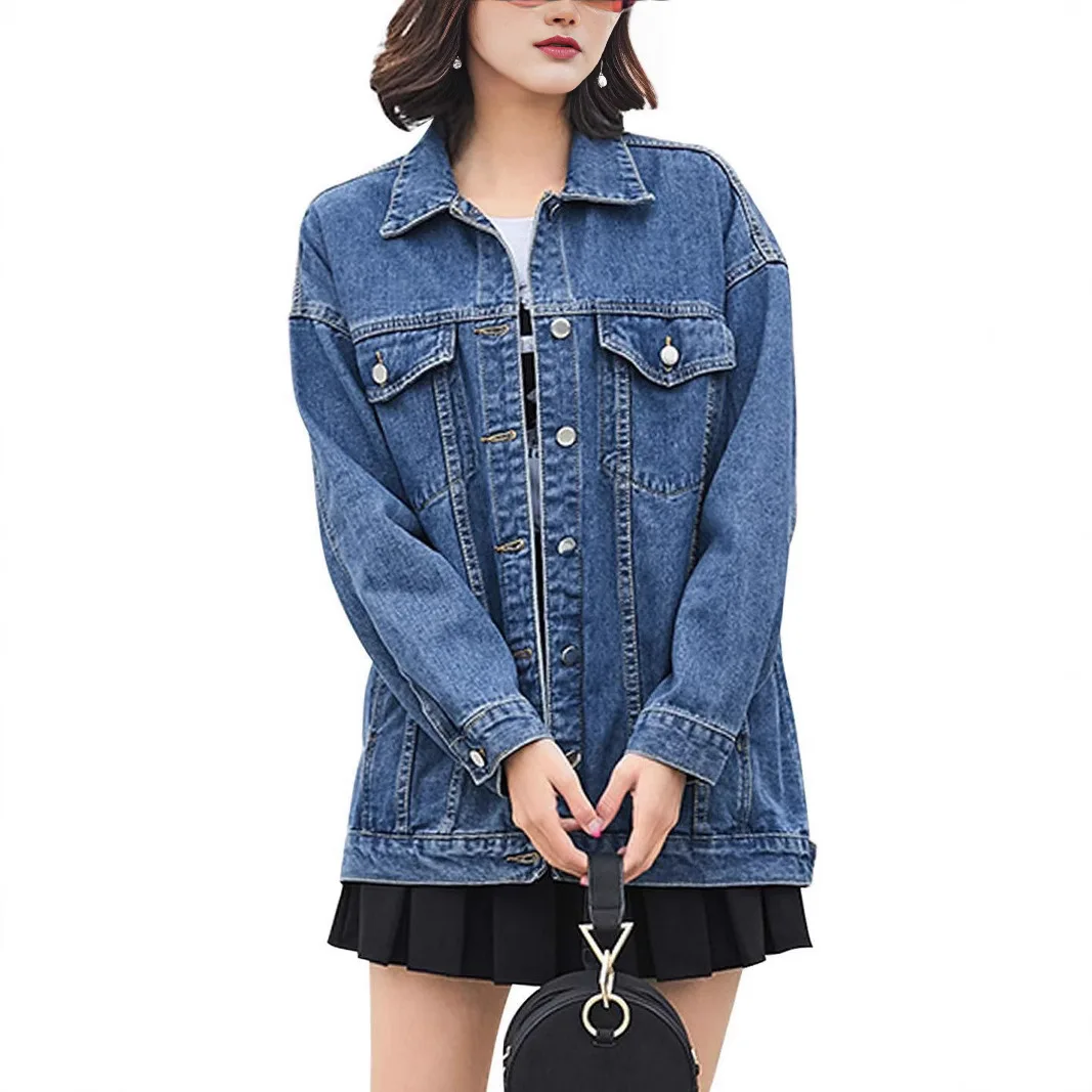 New Spring and Autumn Fashion Commuter Long-sleeved Loose-fitting, Comfortable and Casual Lapel Denim Jacket Europe and America