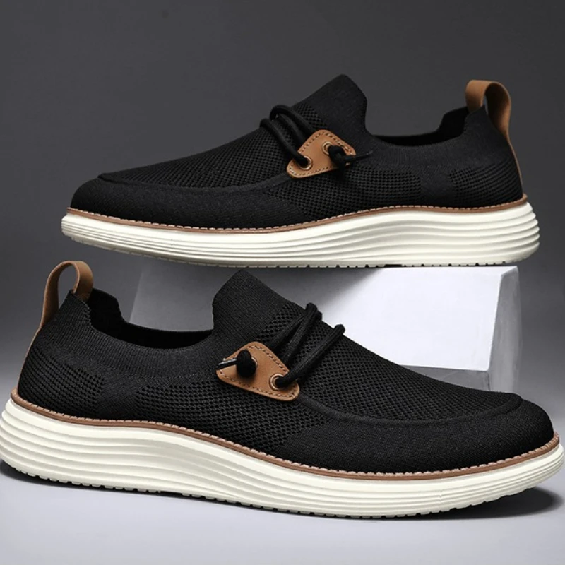 

Men's Ultra-light Spring and Summer Flying Woven Mesh Breathable Large-sized Lace-up Flat Heel Lace-up Sports Walking Shoes