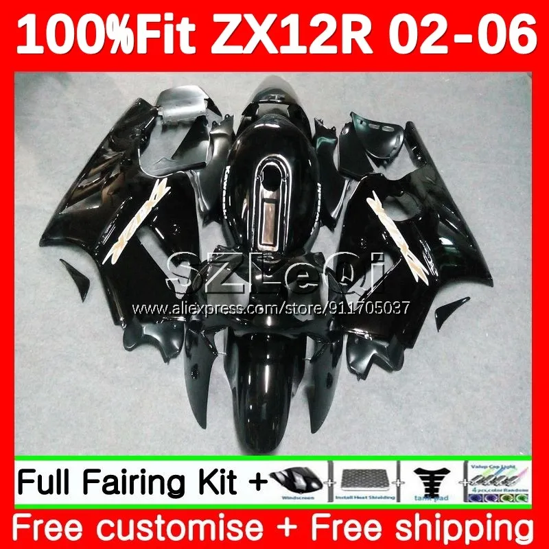 Injection For KAWASAKI NINJA ZX-12R ZX12R 02 03 04 05 06 116No.47 ZX 12R ZX1200 CC 2002 2003 2004 2005 2006 Gloss Black Fairing