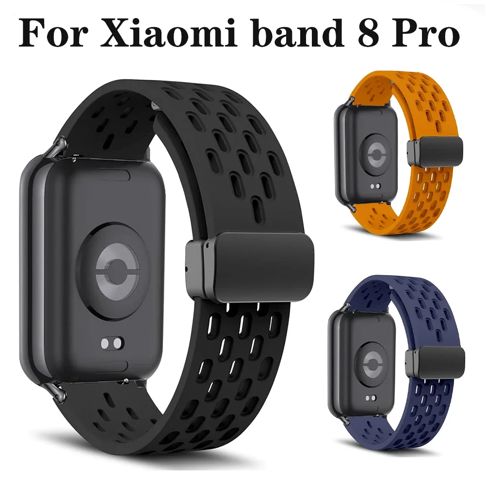 Silicone Strap For Xiaomi band 8 Pro Replacement Sport Watchband For Mi band 8 pro NFC Correa Bracelt Magnetic Wrist Accessories