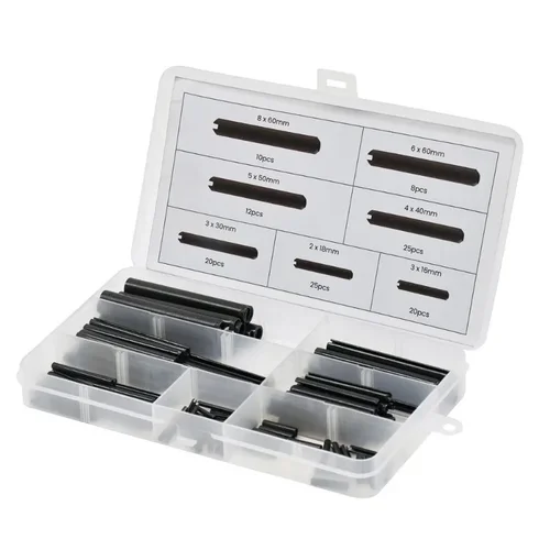 Imagen 2 del producto Juego de pasadores de rollo de piezas, pasadores cilíndricos elásticos de acero al carbono, pasador de posicionamiento hueco, Kit surtido de pasadores de resorte ranurados, 120