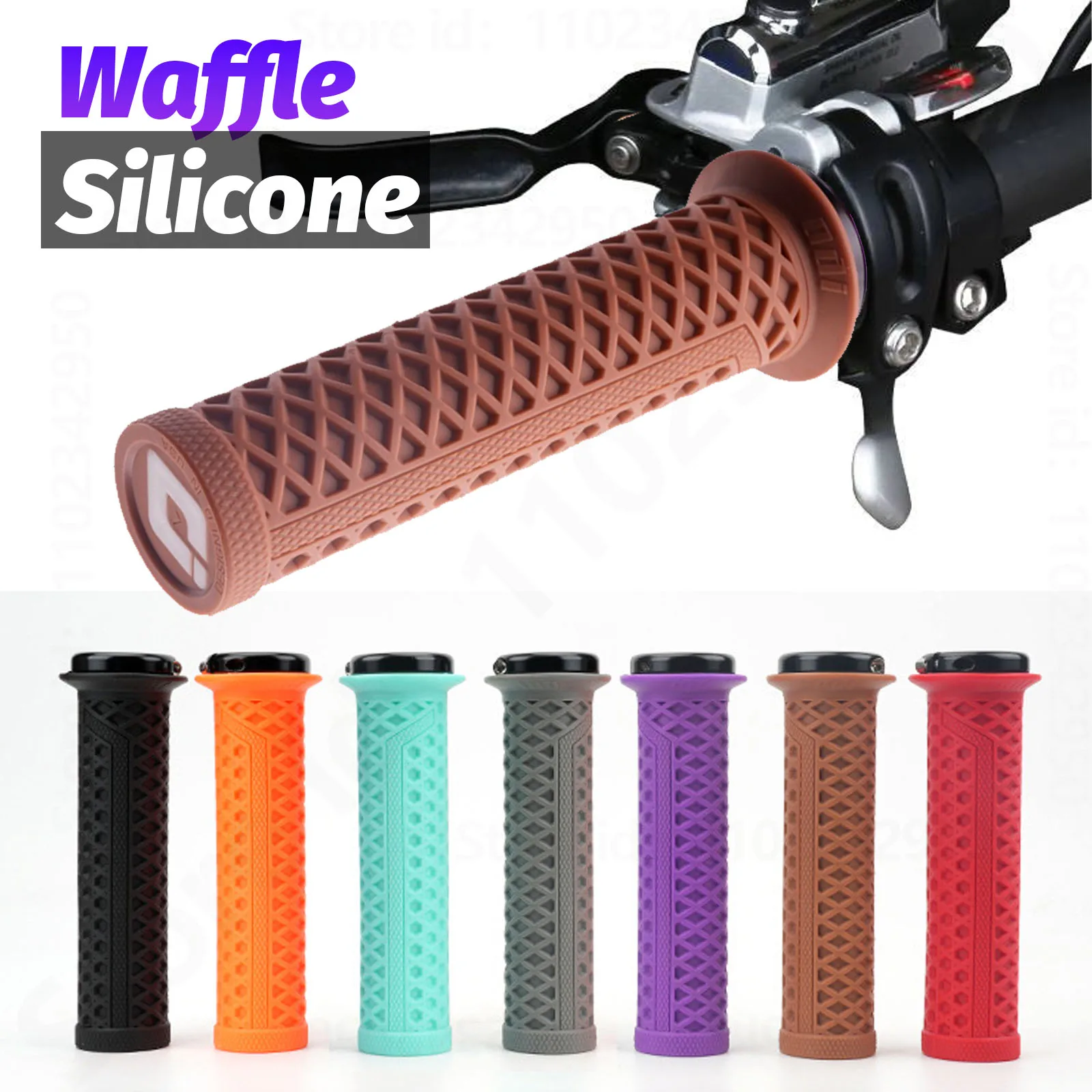 

Waffle Grips Silicone Soft Bike Grip Purple Orange Red Green Black Pink Brown Lock-on Handlebar Grip 22mm For Bmx Road Bike