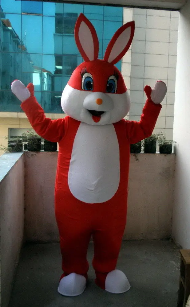 

New Adult Best Sale Lovely Red Bunny Rabbit Animal Cartoon Mascot Costume Christmas Fancy Dress Halloween Mascot Costume