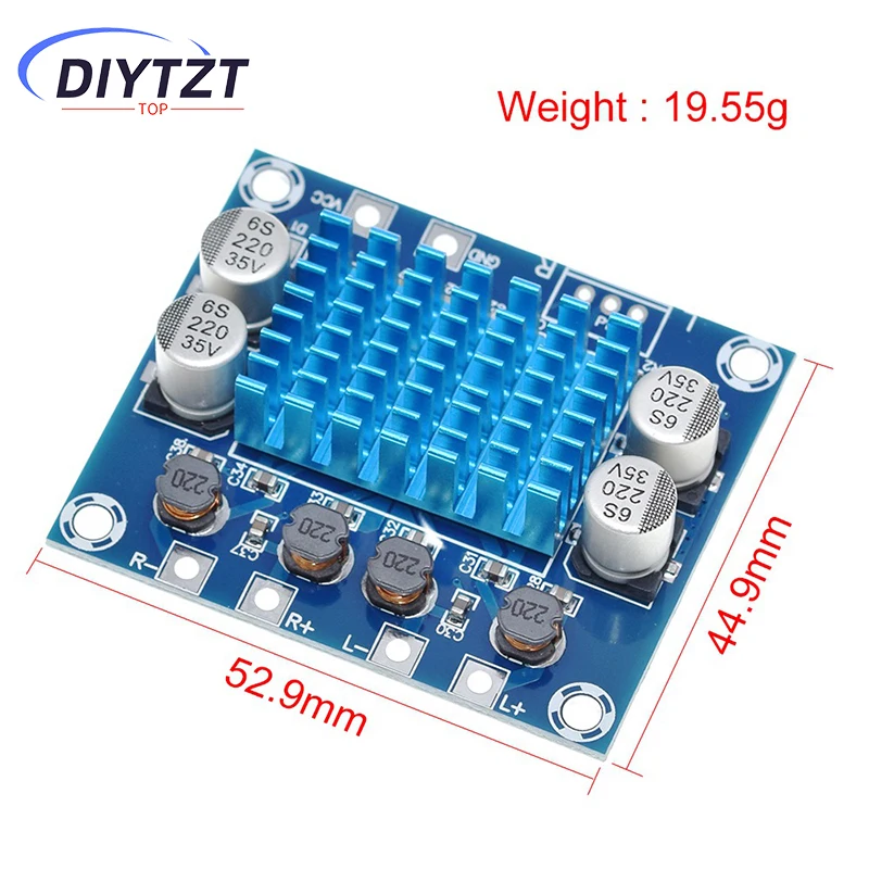 XH-A232 30W+30W Dual Channel Digital Stereo Audio Power Amplifier Board 12V 24V Amplifier Board 8-26V DC Audio Amplifier Board