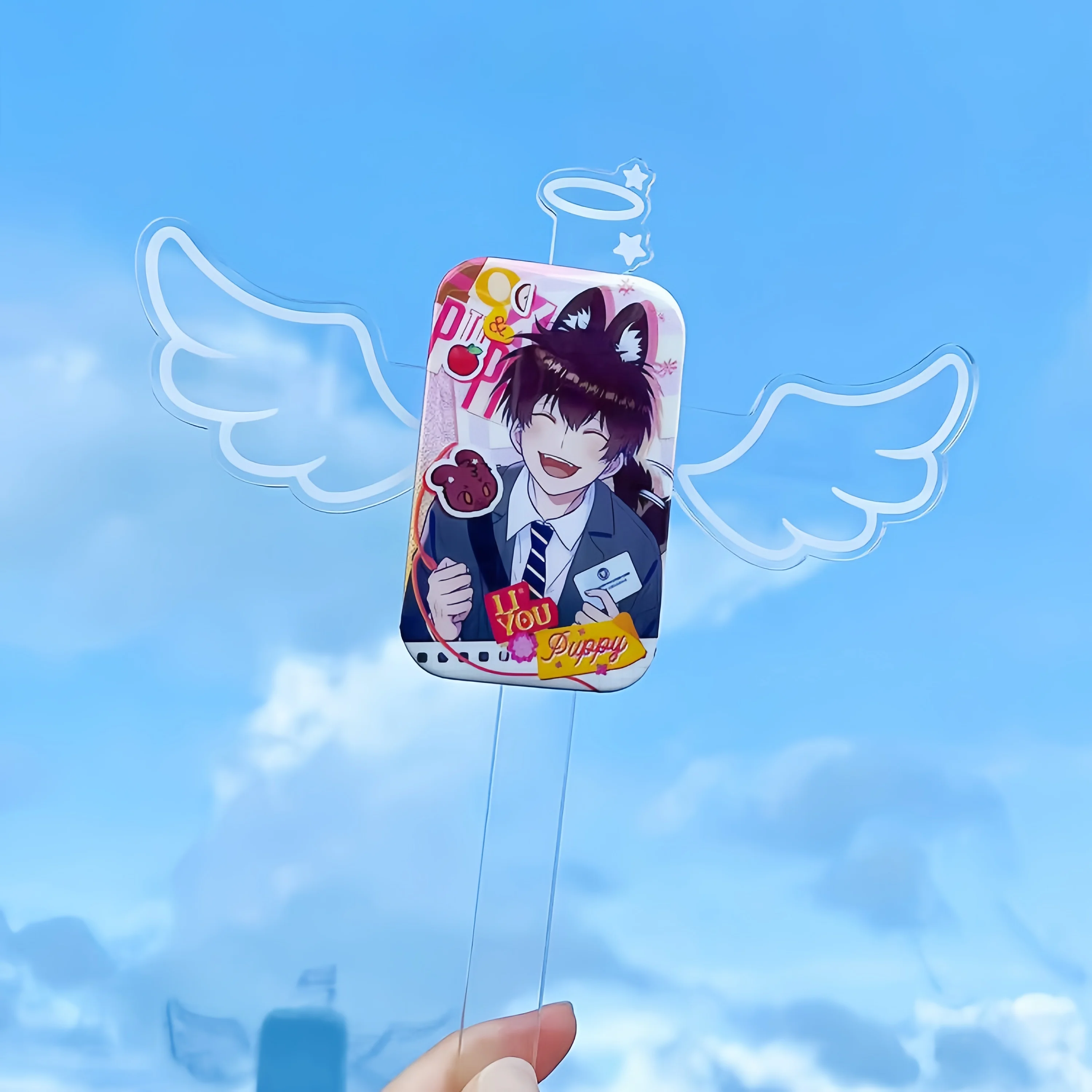 Angel Devil Wing Series Acrylic Display Stick, Cute Magnetic Short/Long Size Holder, for Anime Kpop Shooting Photo Layout Prop