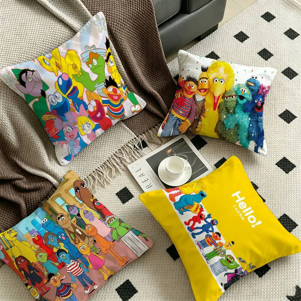 S-Sesame Street TV Cute Cartoon Cushion Cover Pillowcase Upholstery Sofa Throw Pillow Home Decor Pillowcas