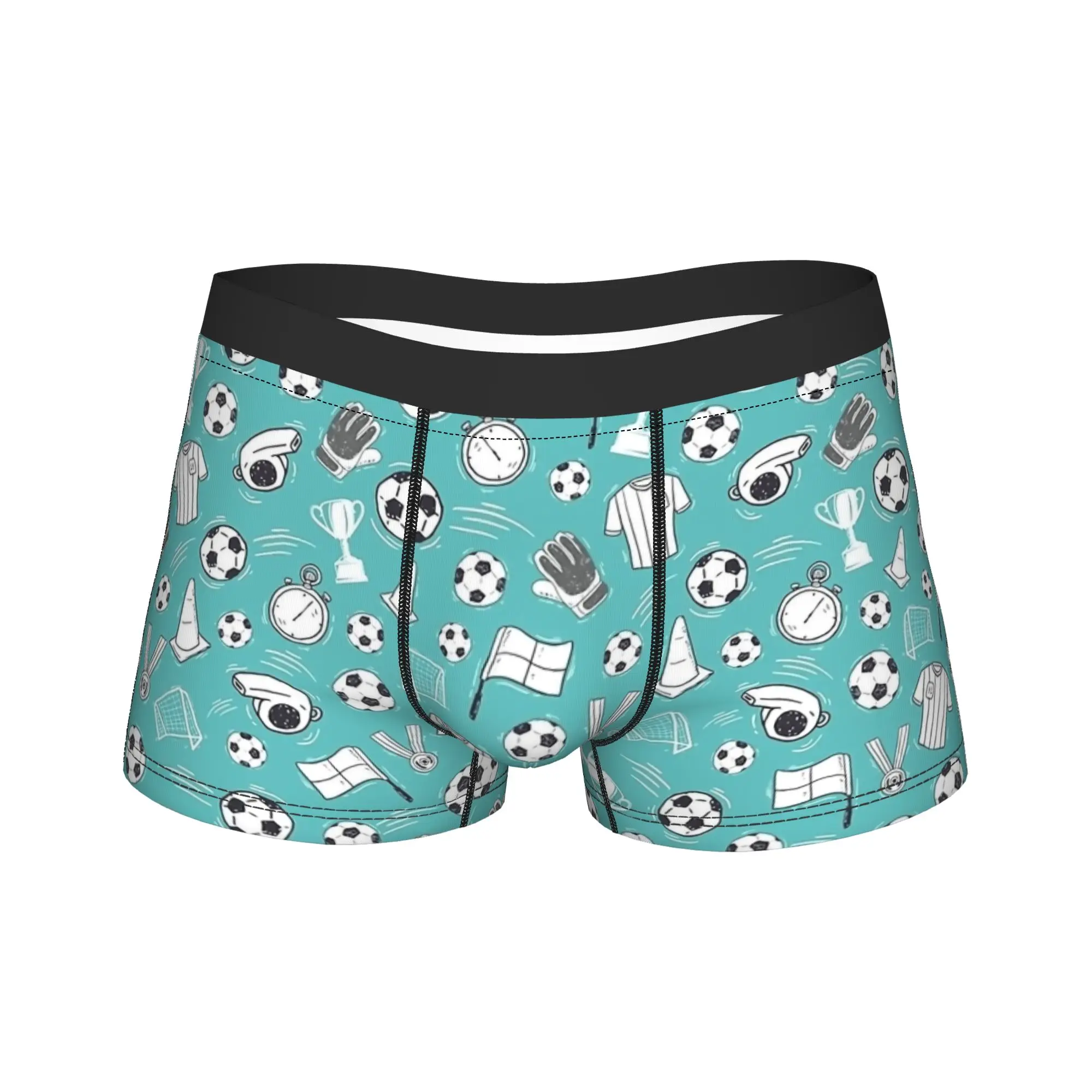 Men's Soccer Football Pattern Long Underwear Sports Humor Boxer Briefs Shorts Panties Male Soft Underpants M-XXL
