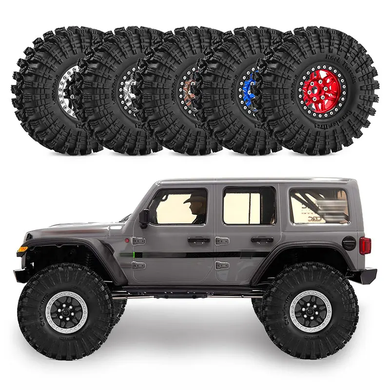 1.9 Inch Beadlock Wheels Tires 12mm Hex for TRX4 SCX10 Capra Axial SCX24 Traxxas Enduro RC Crawler Truck Upgrade Parts