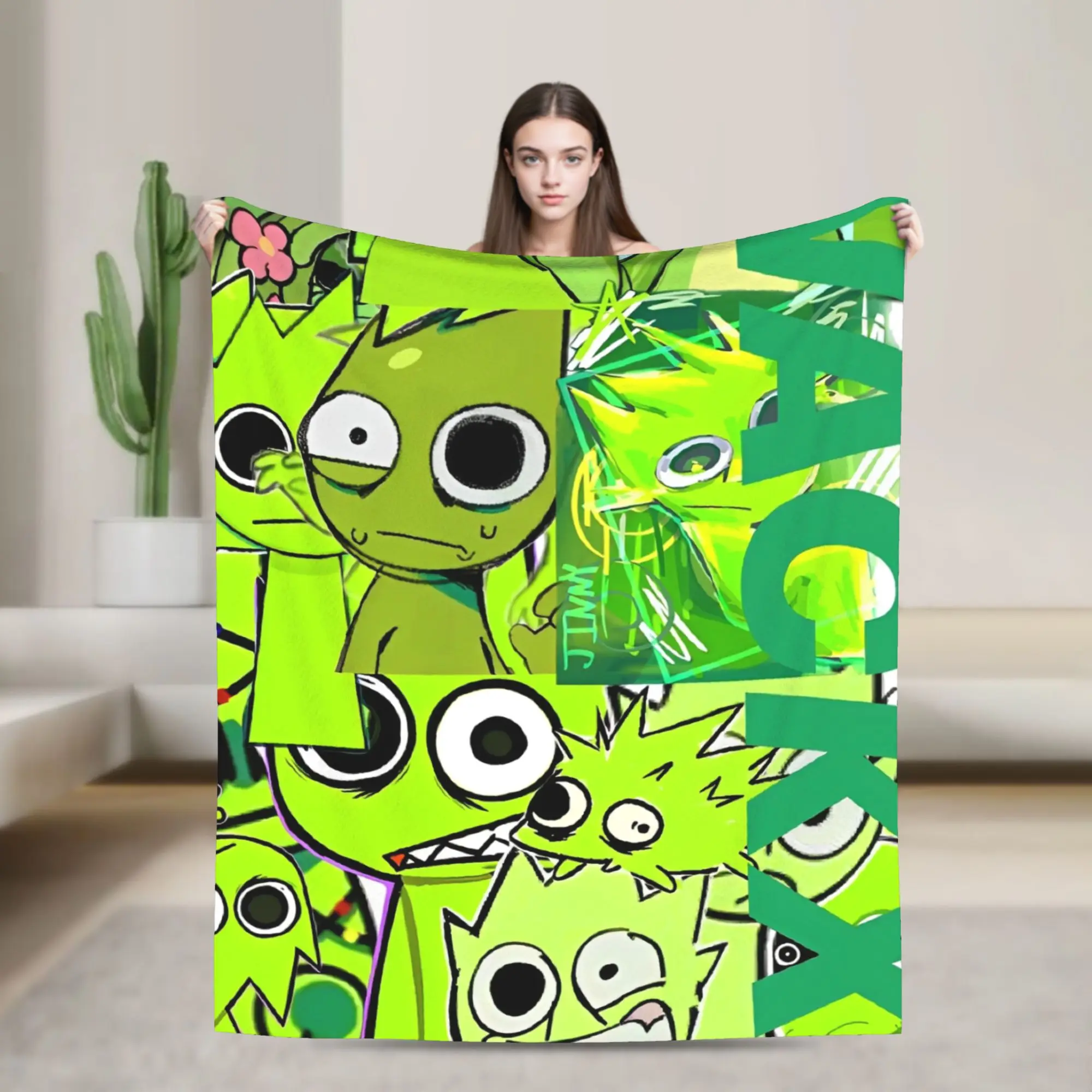 

Sprunki Game Cartoon Blanket Quality Soft Warm Throw Blanket Winter Travel Bedroom Fluffy Bedspread