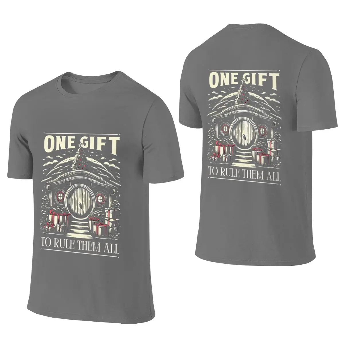 One Gift To Rule Them All - Black - Funny Christmas Fantasy Delicate Reversible T-shirt Daily Lazy Wrinkle-Free Tee