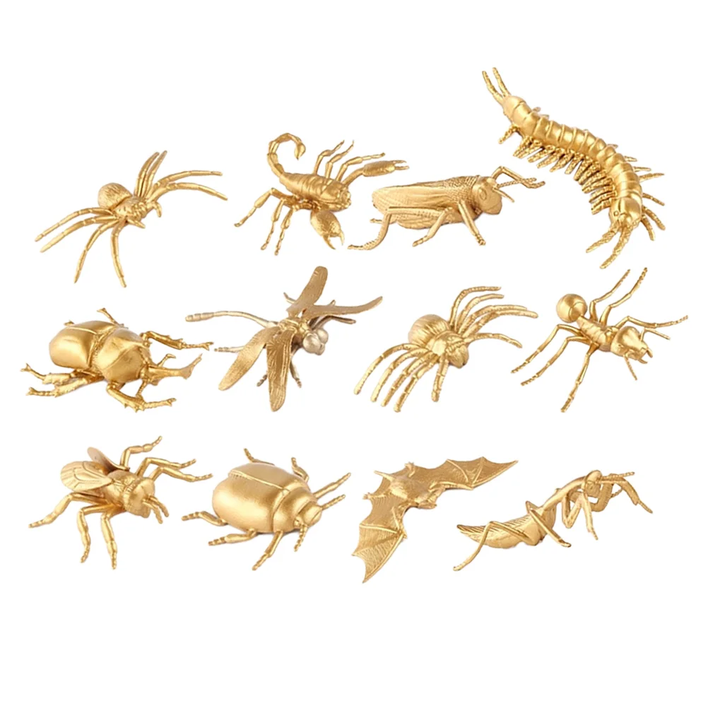 

12 Pcs Animals Gold Insect Toy Insects Decor Plastic Mini Modeling Toys Simulated Props Realistic for Toddlers