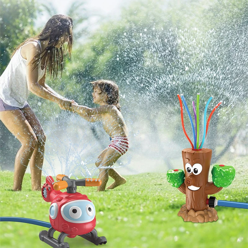 Fire Hydrant Sprinkler Toys Cute Cartoon Automatic Rotating Sprinkler Parent-child Interactive Outdoor Lawn Water Toys #T3