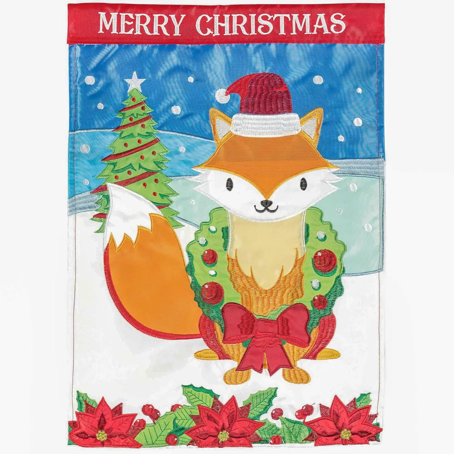 Magnolia Garden Merry Christmas Fox 13 x 18 Polyester Outdoor Hanging Garden Flag